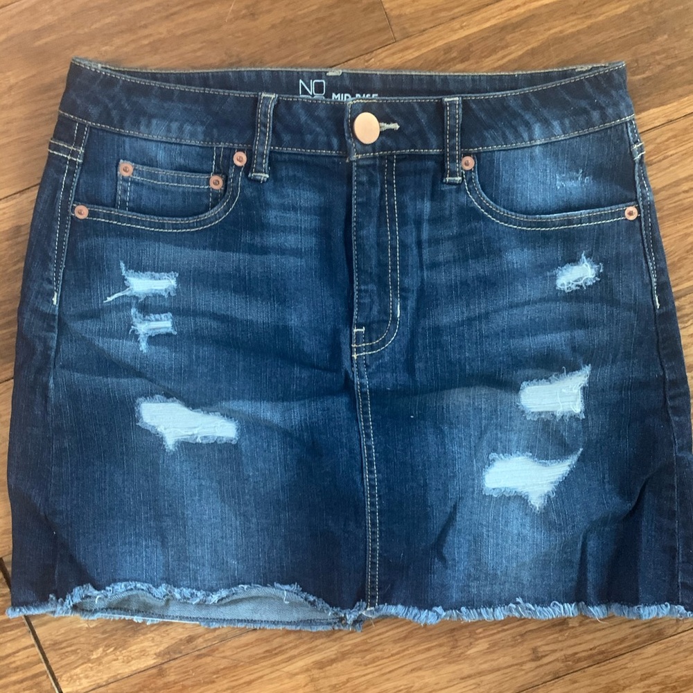 Mid Ride Jean Skirt